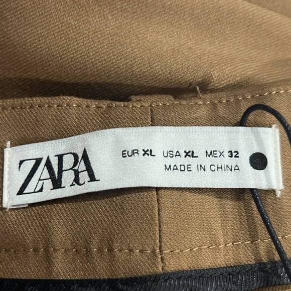Zara women’s pleated brown wide leg trouser pants size XL NWT - Picture 10 of 12